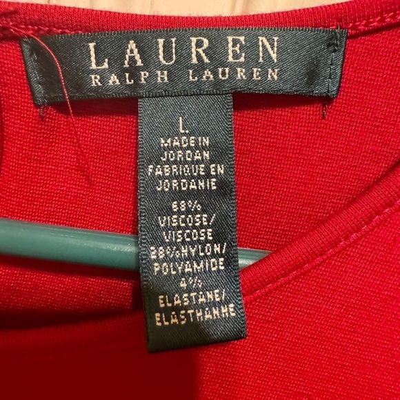 Lauren Ralph Lauren Red Long Sleeve Shirt Ruffle Sz L - Picture 3 of 9